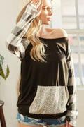 French Terry Top with Sequins Kangaroo Pocket