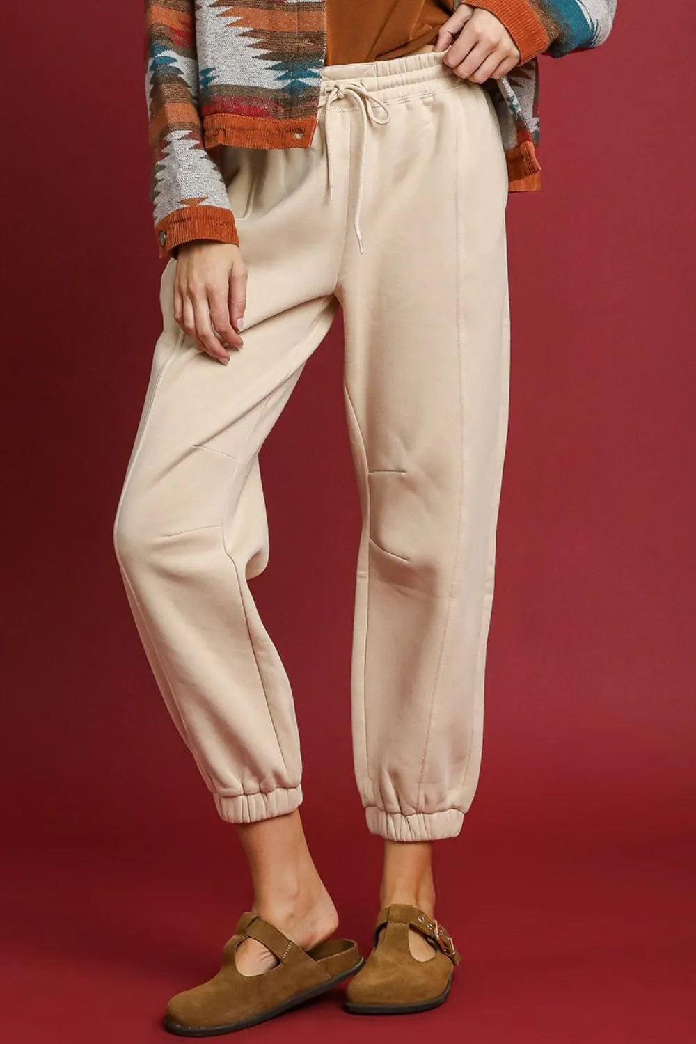Umgee Fleece Jogger Pants with Drawstring