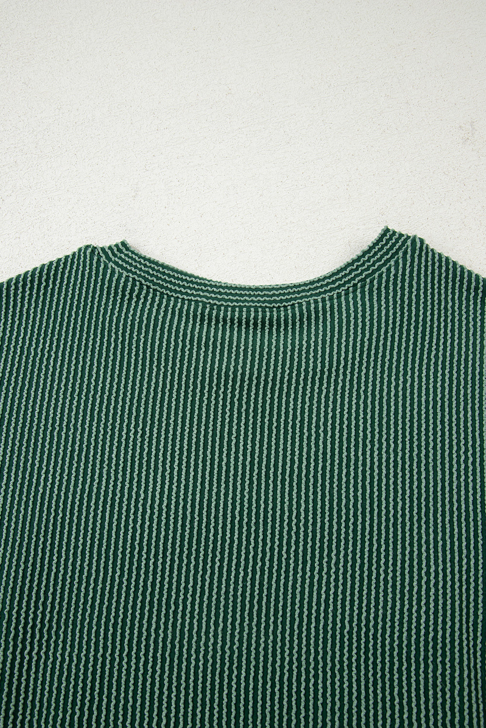 Evergreen Twisted Rib Outlined Merry Letter Graphic Loose Long Sleeve Top