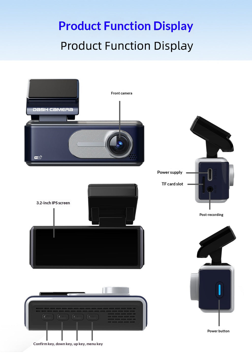 Dual-camera High-definition 4K Car Dashcam With Recording Function