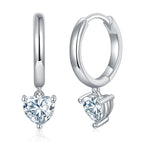 S925 Sterling Silver 5x5mm Heart Shaped Moissanite Hoop Earrings  Platinum Plated Dangle Earrings With GRA Certificate Romantic Jewelry Gift Box Set For Women
