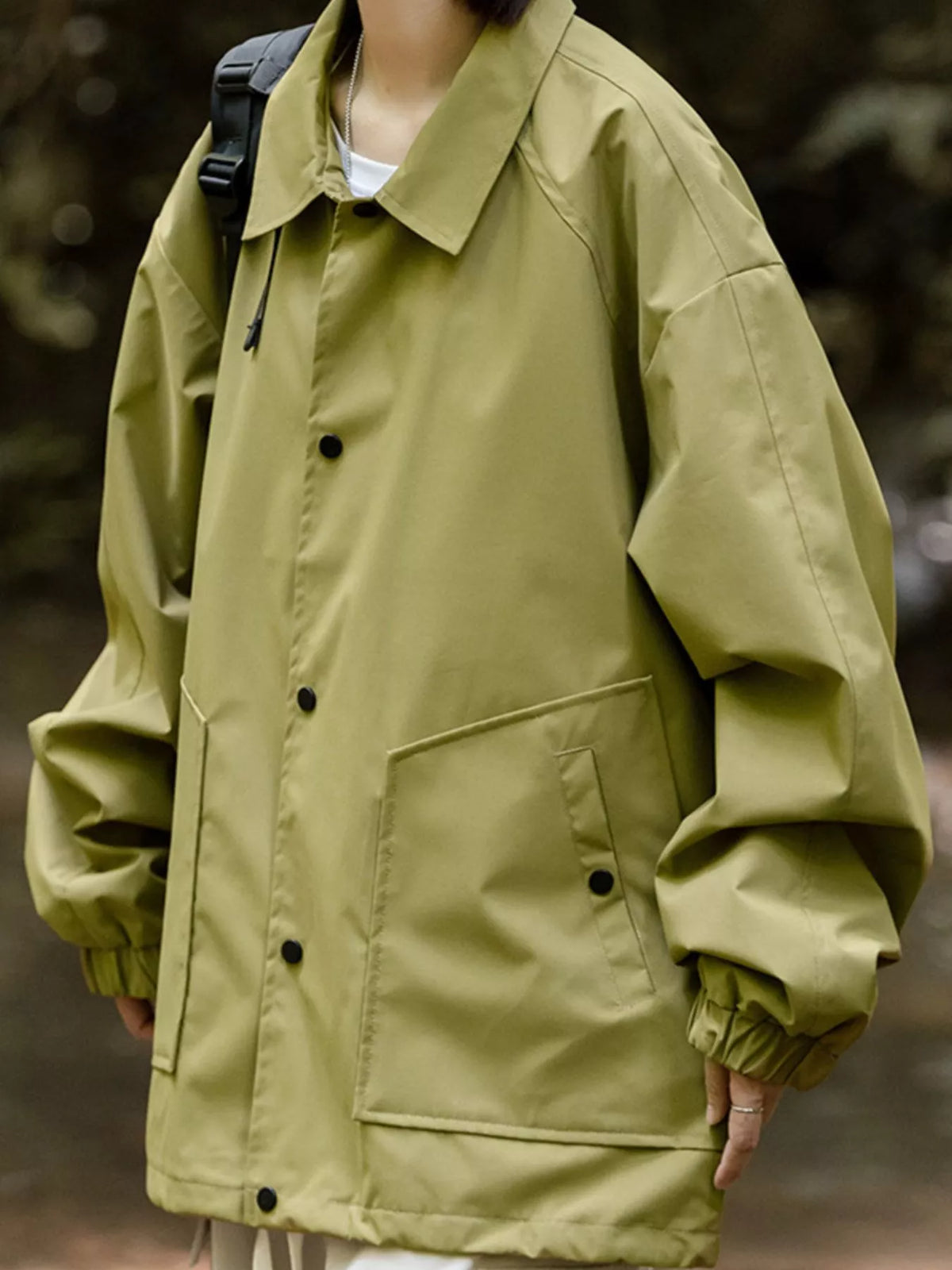 Men's Full Size Casual Snap-Down Windbreaker Jacket Plus Size