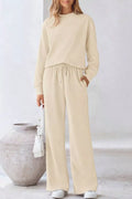 Round Neck Long Sleeve Top and Pants Set