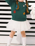 Children's Floral Embroidered Crew Neck Sweatshirt