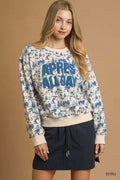 Scenic Print Cropped Sweatshirt