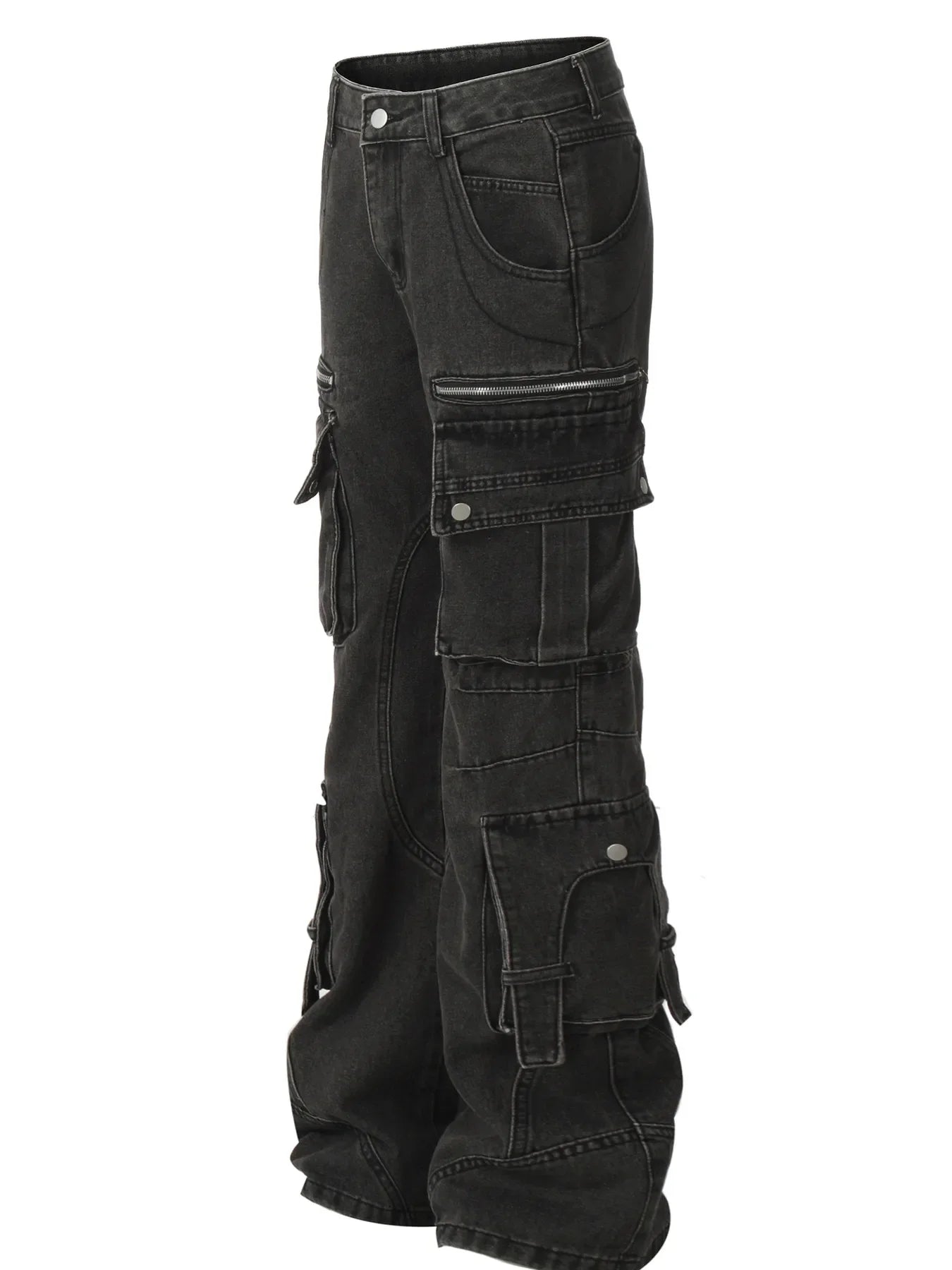 Men's Multi-Pocket Cargo Wide Leg Jeans