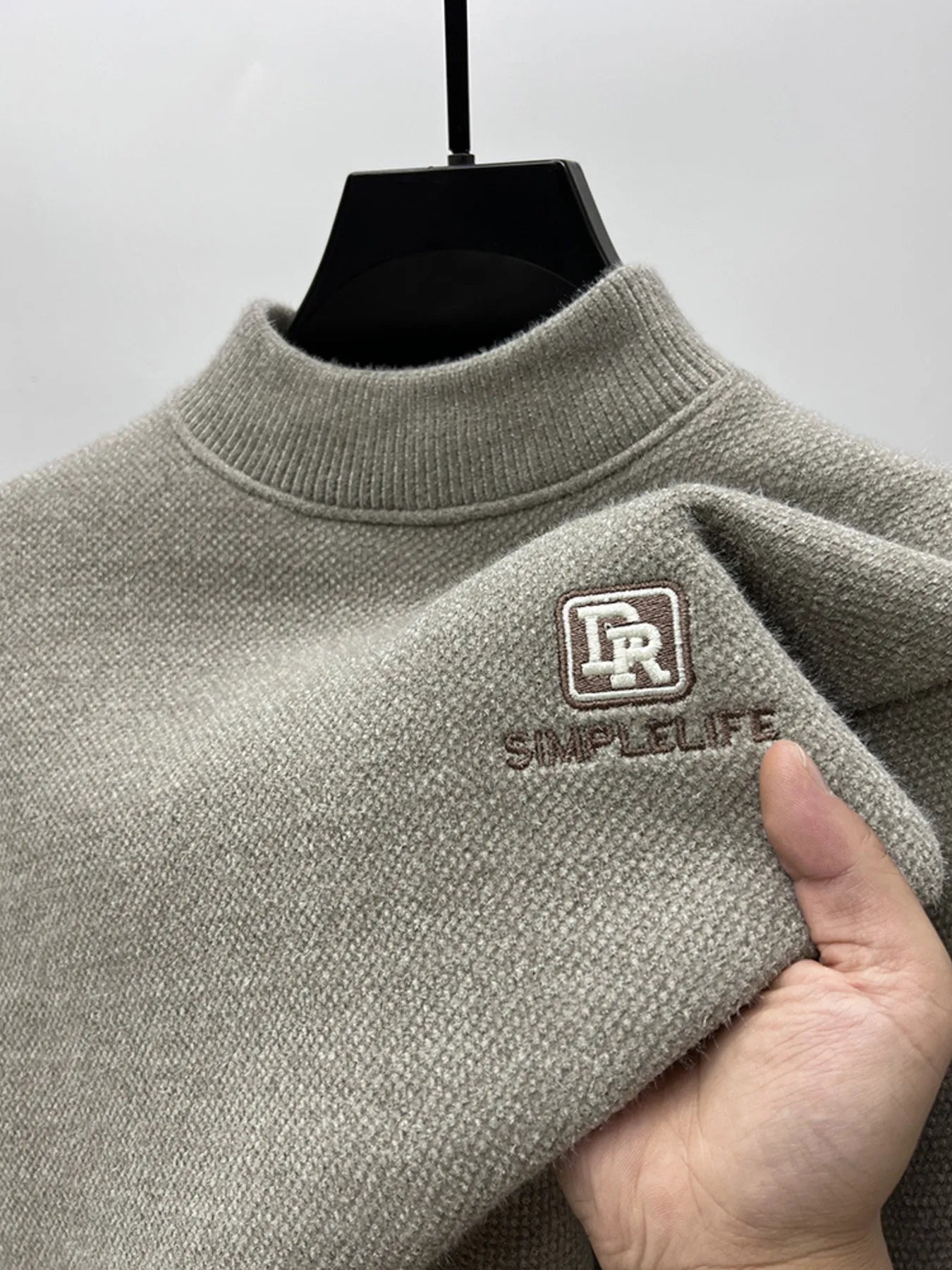 Men's Plus Size Ribbed Hem Long Sleeve Sweater