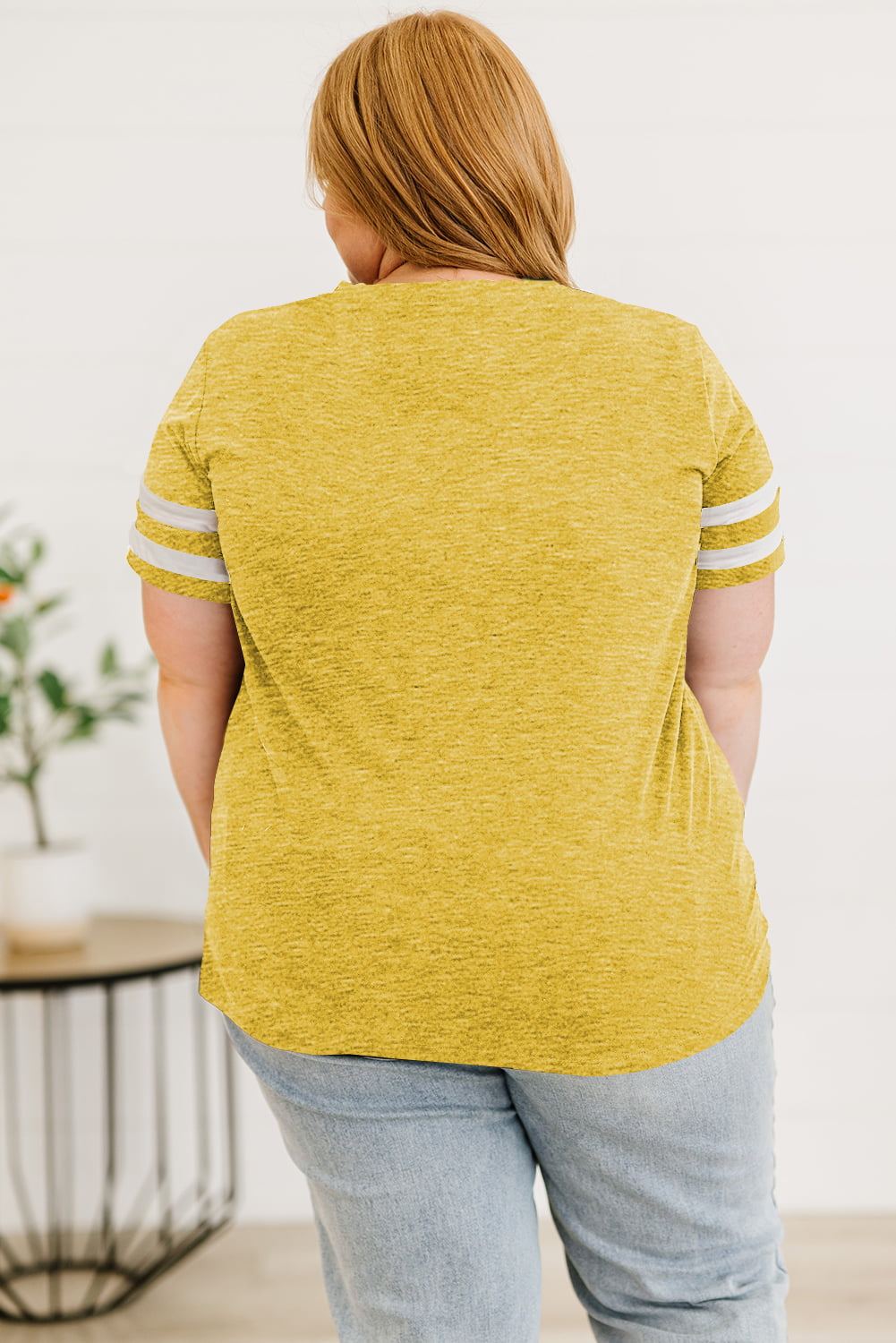 Plus Size Striped V-Neck Tee Shirt See size chart under “more details”