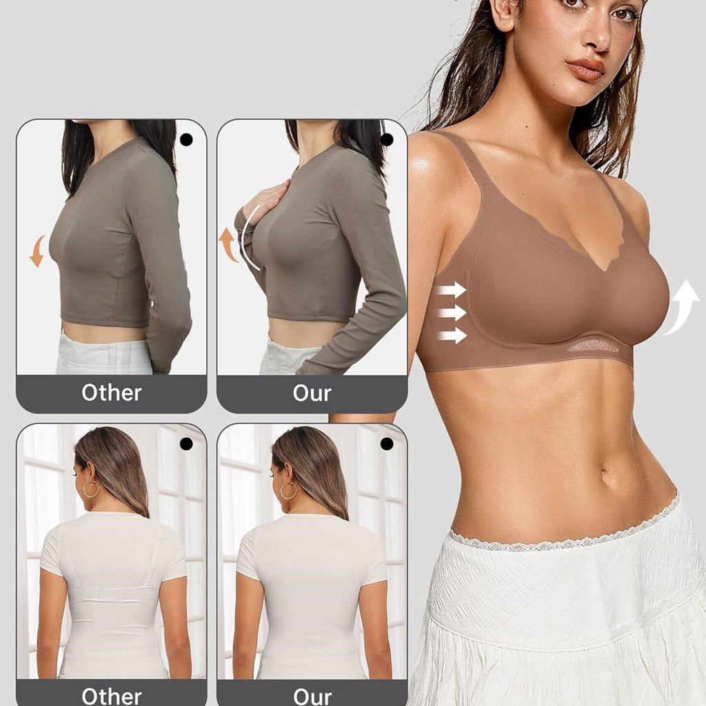 Wireless Scalloped Push-Up Bra, No Underwire