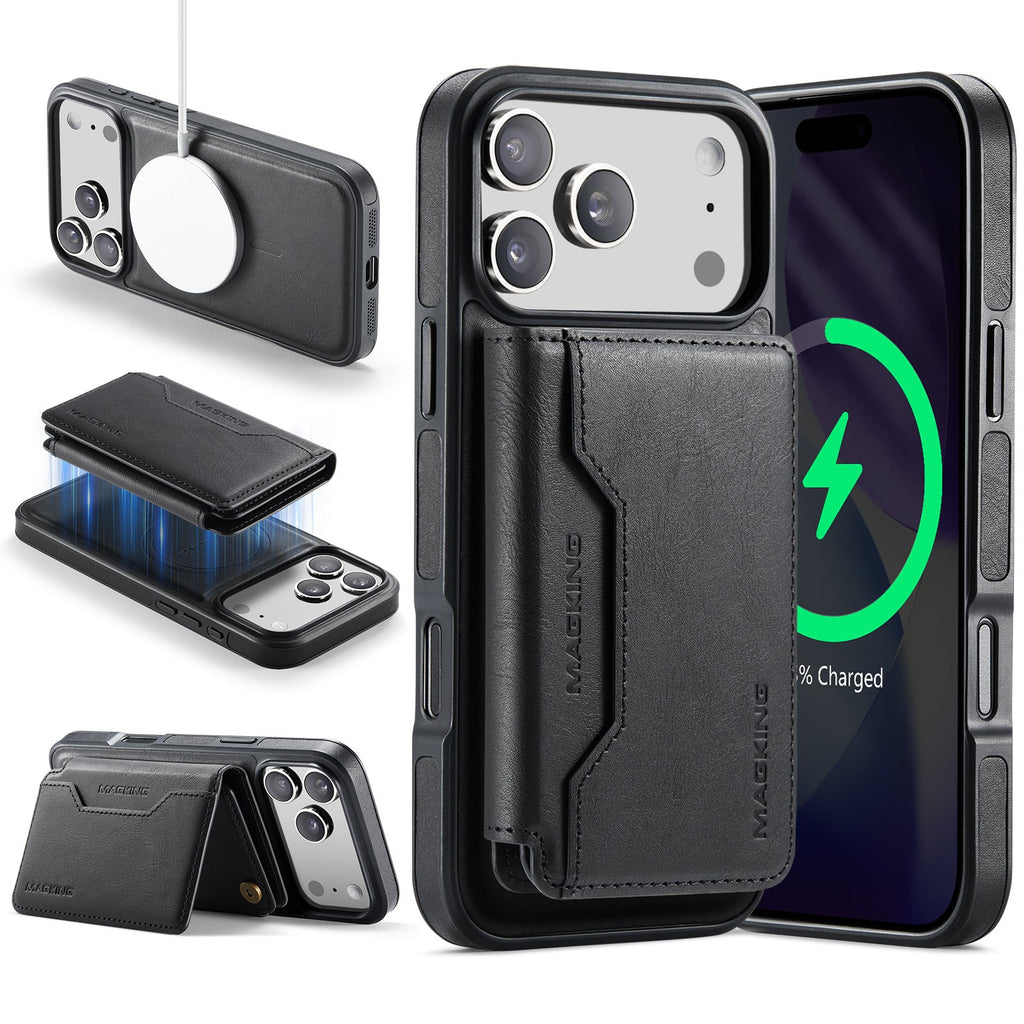 Magnetic Wireless Charging Phone Case Protective Leather Cover