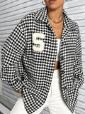 Houndstooth Button-Down Shacket