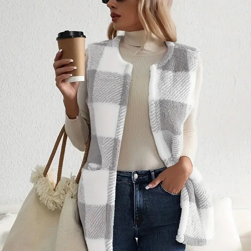 Women's Thick Wool Sleeveless Vest – Warm Winter Gilet Jacket