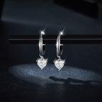 S925 Sterling Silver 5x5mm Heart Shaped Moissanite Hoop Earrings  Platinum Plated Dangle Earrings With GRA Certificate Romantic Jewelry Gift Box Set For Women
