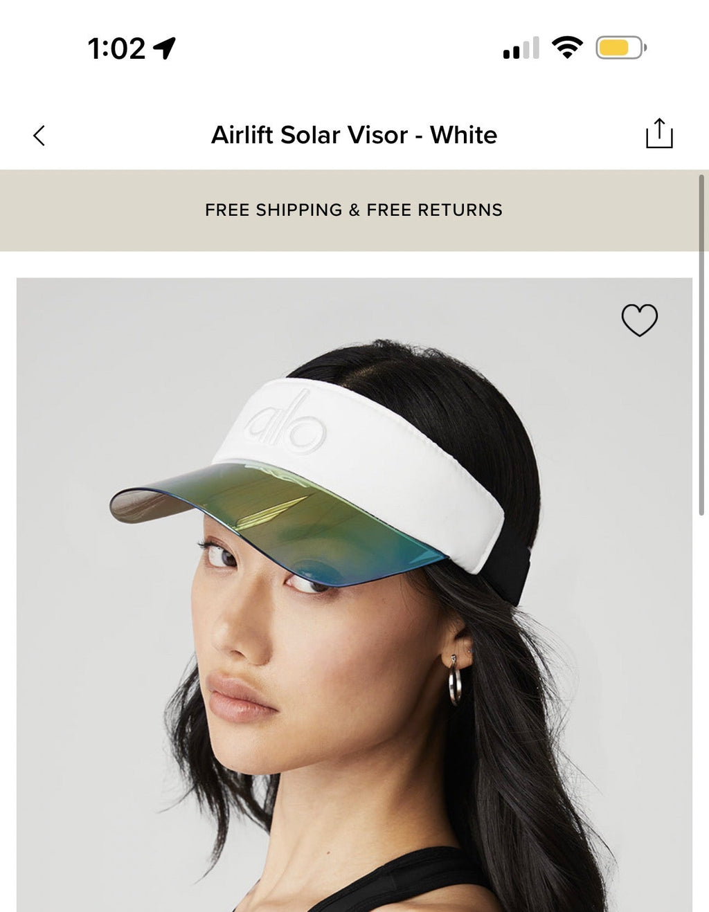 Alo Yoga Airlift Solar Visor - White