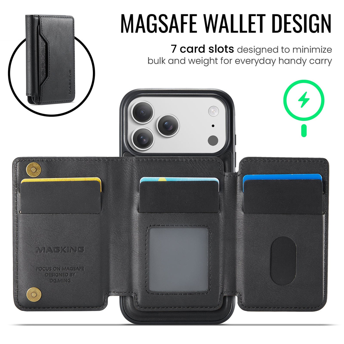 Magnetic Wireless Charging Phone Case Protective Leather Cover