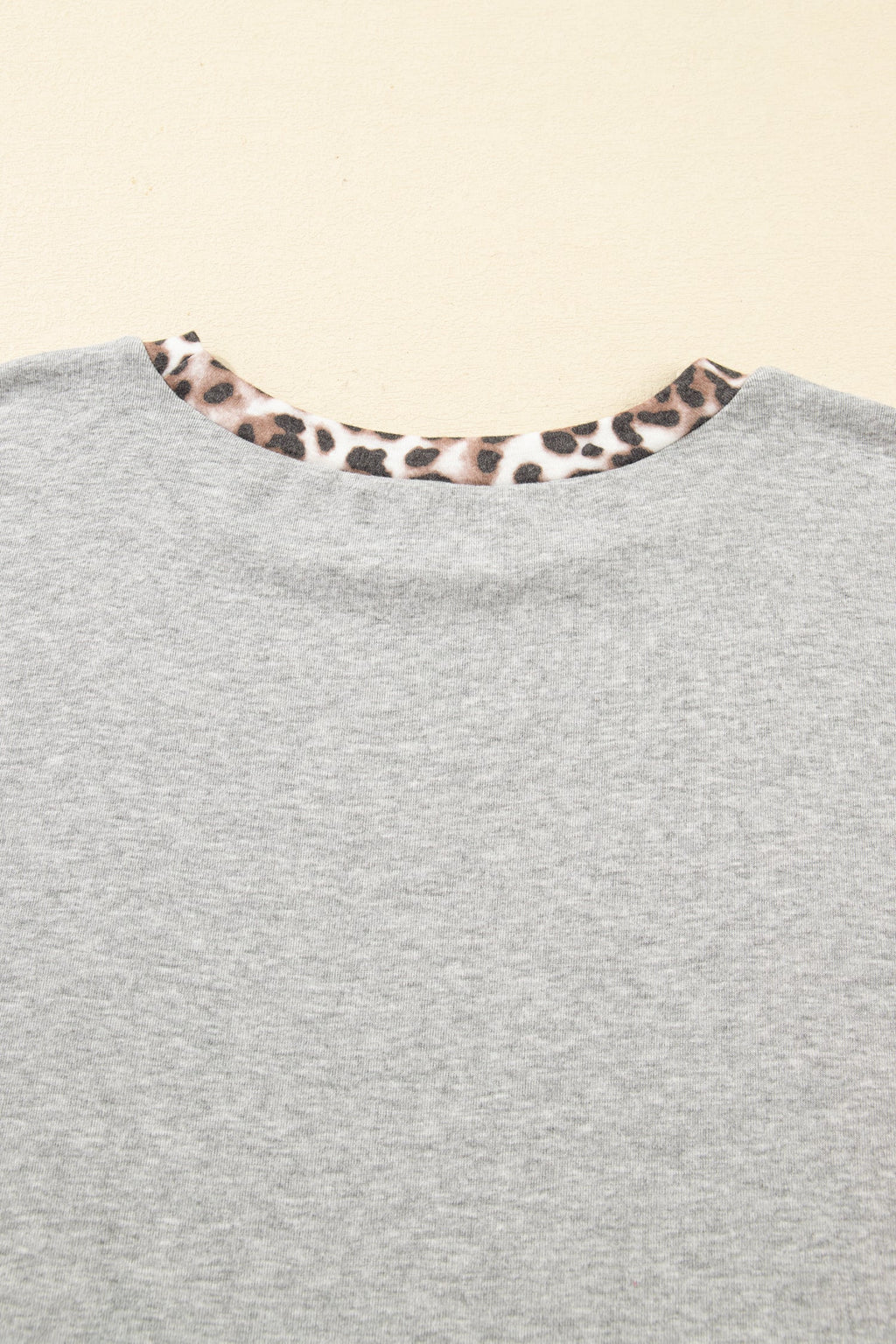 Gray Plus Size Leopard Color Block Patchwork Dolman Sweatshirt