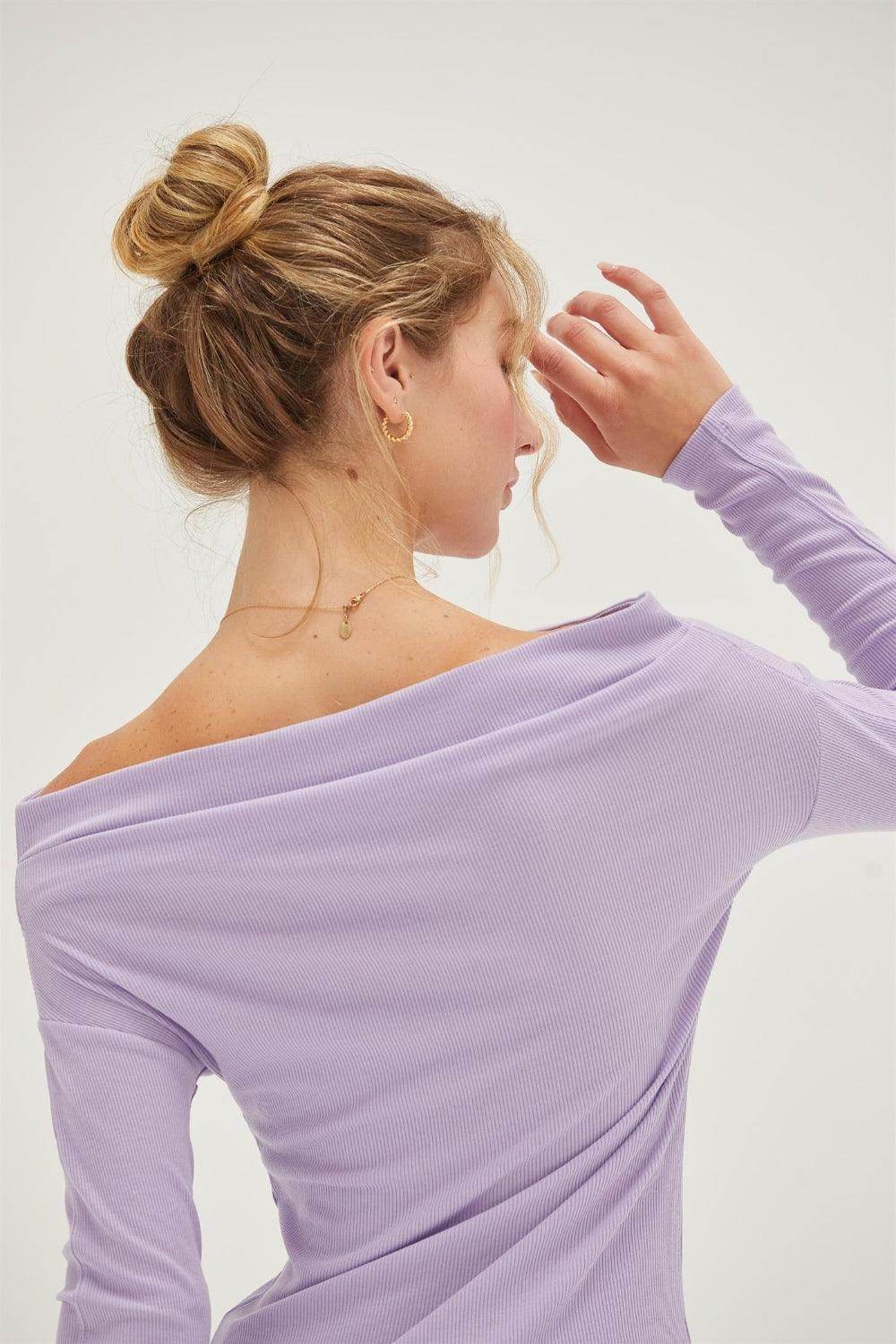 HYFVE Off Shoulder Ribbed Knit Top for Casual Elegance