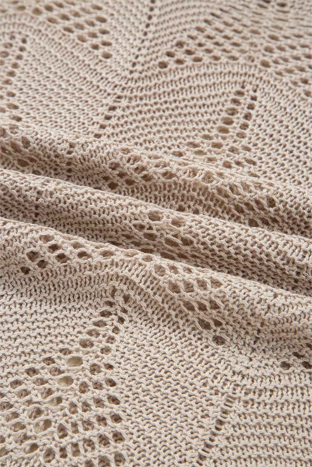 Parchment Hollow Out Knit 7/8 Sleeve Casual Sweater