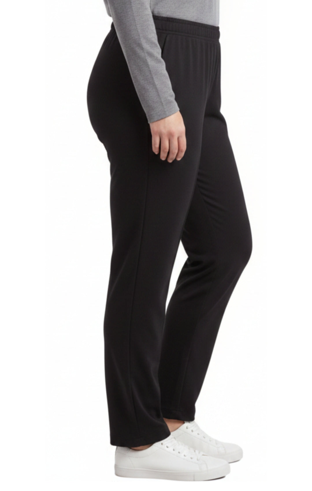 Women's High-Waisted Premium Cotton Stretch Plus Size Leggings — Dressy Black