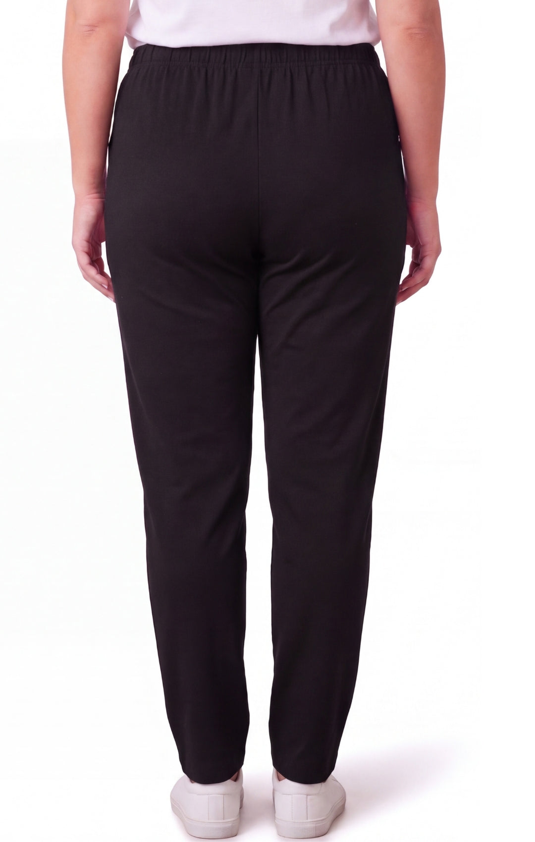 Women's High-Waisted Premium Cotton Stretch Plus Size Leggings — Dressy Black