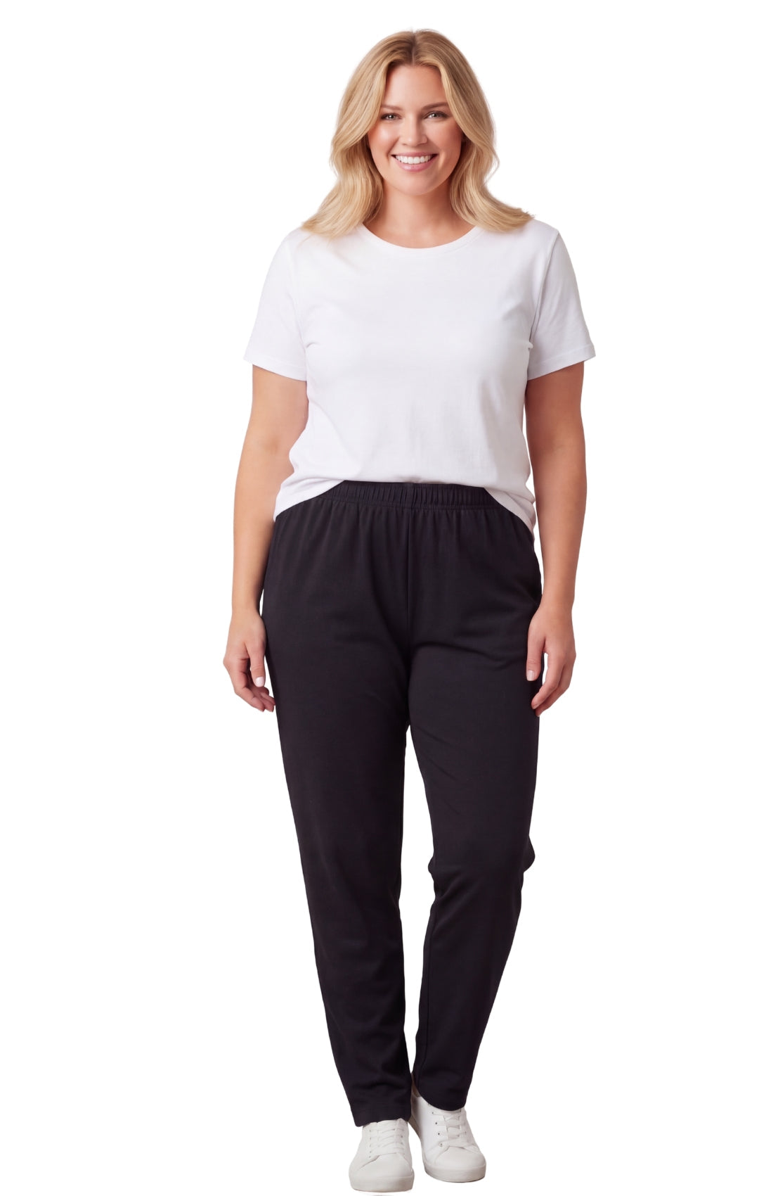 Women's High-Waisted Premium Cotton Stretch Plus Size Leggings — Dressy Black