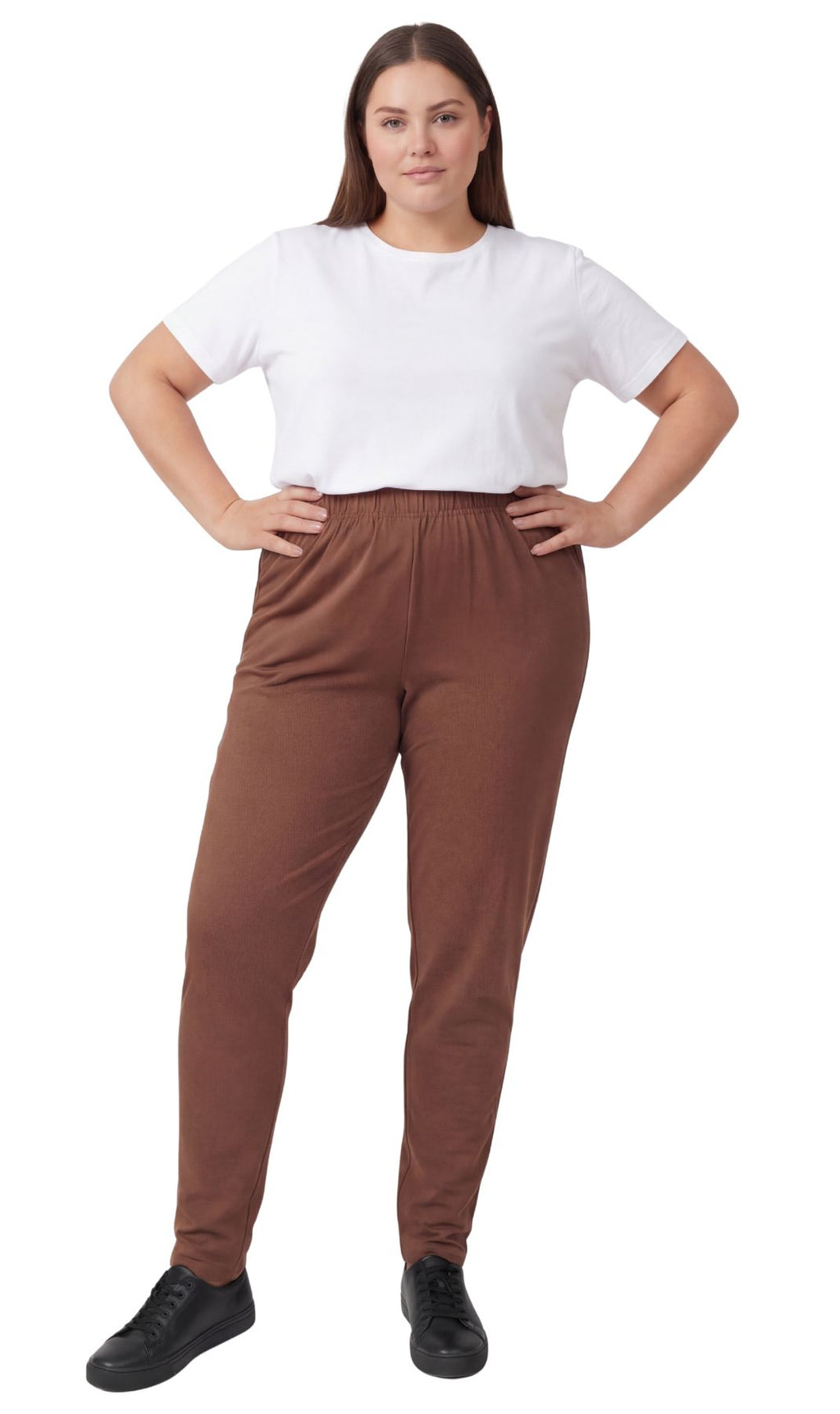 Women's High-Waisted Premium Cotton Stretch Plus Size Leggings — Dressy Black