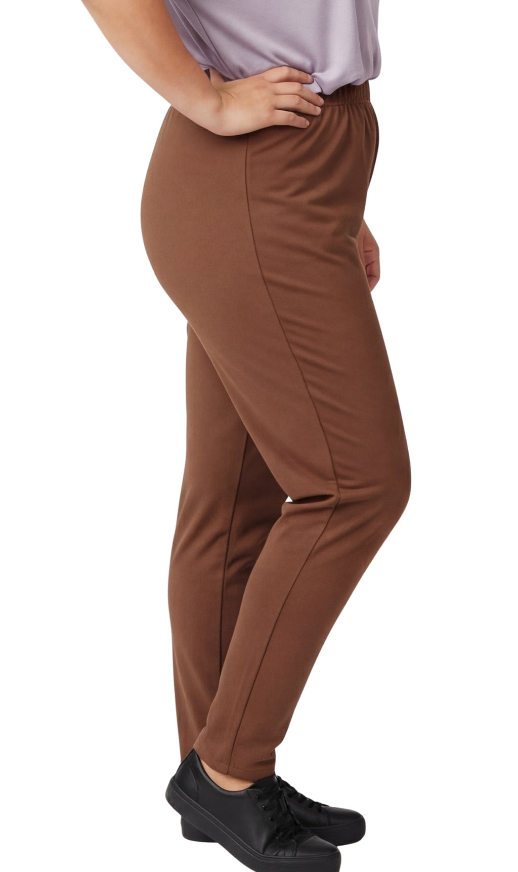 Women's High-Waisted Premium Cotton Stretch Plus Size Leggings — Dressy Black