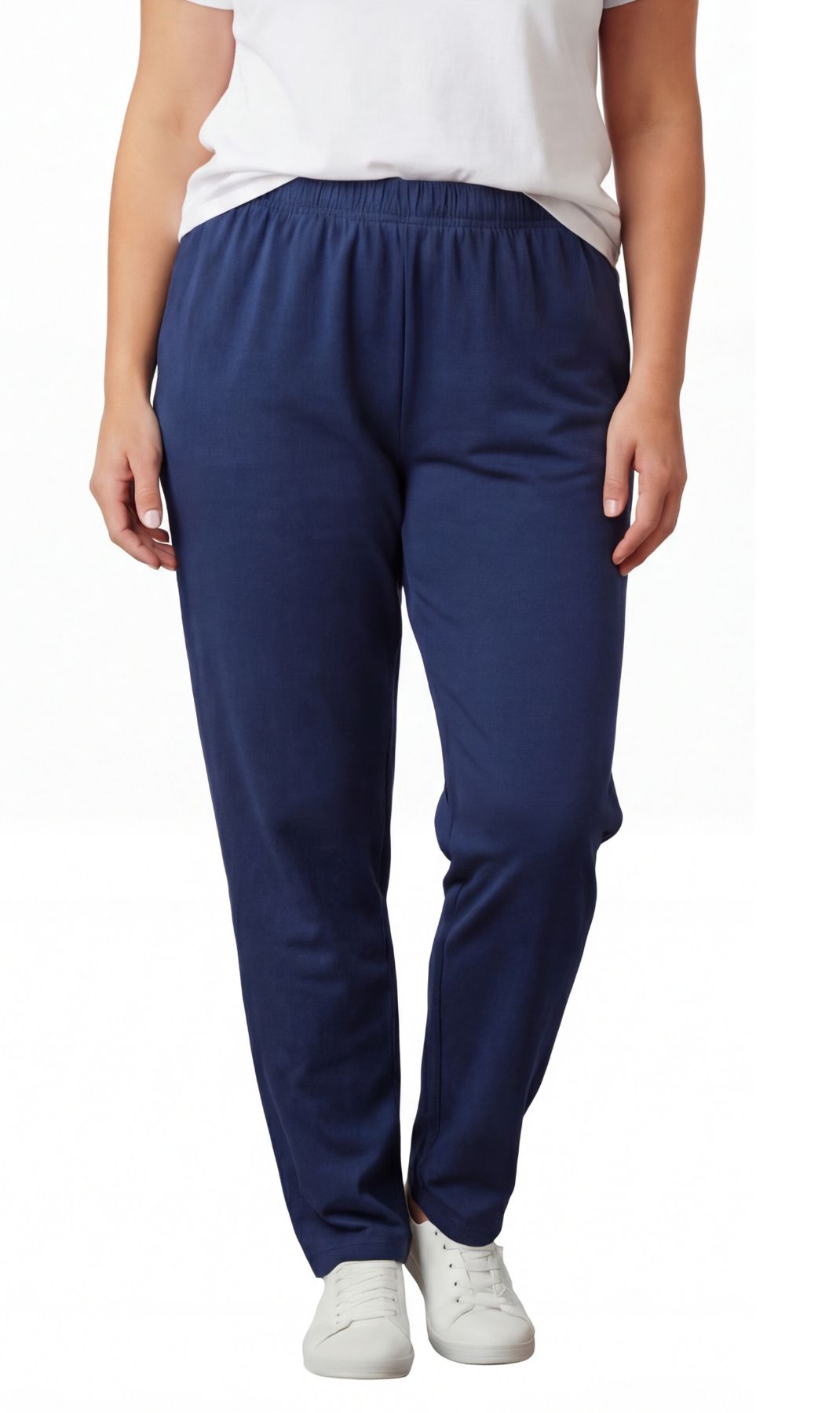 Women's High-Waisted Premium Cotton Stretch Plus Size Leggings — Dressy Black