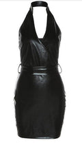 Autumn Winter Women Clothing Backless Sexy Low Cut Slim Fit Belt Sheath Dress Women