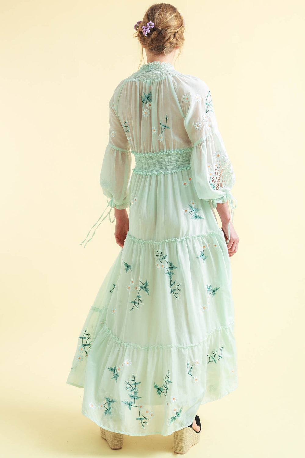Women Spring And Summer Bohemian Holiday Flower Embroidery Hollow Tassel Decoration Retro Styling Goddess Dress