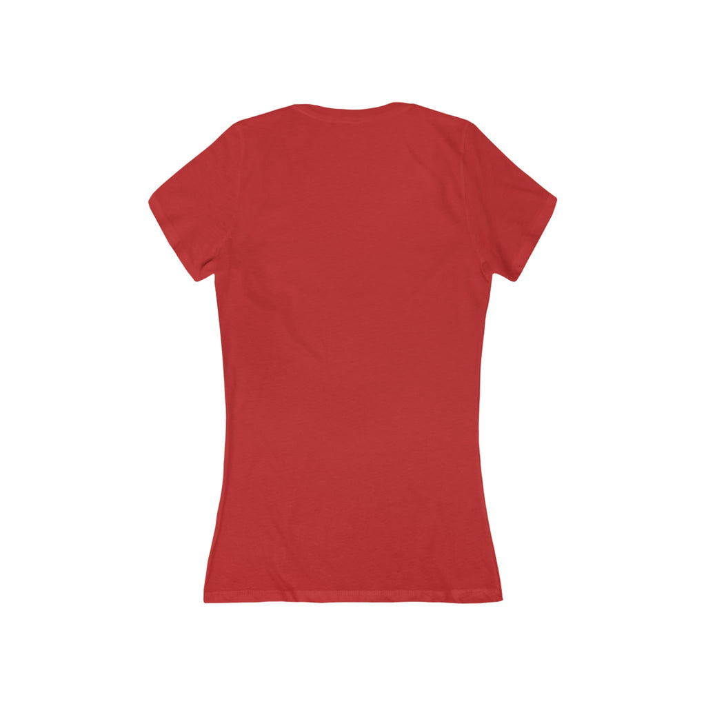 JAH Women's Deep V-Neck Tee — Airlume Cotton | Slim Fit Rastafari Faith Tee