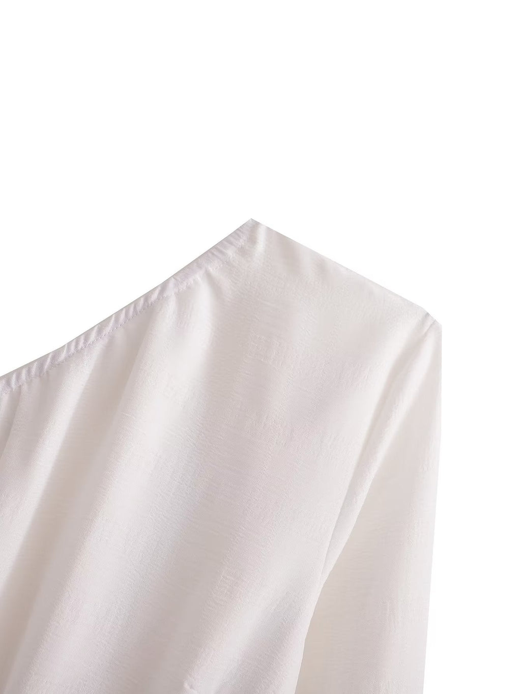 Women Spring Fall Texture Diagonal Shoulder Tiered Dress Diagonal Collar