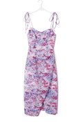 Summer Slim Fit V neck Red Floral Side Split Sling Mid Length Dress