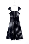 Summer Black Bottom White Polka Dot Casual Vacation Sling Midi Dress for Women