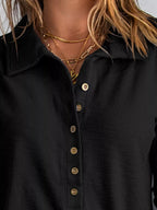 Full Size Button Detail Long Sleeve Top Plus Size