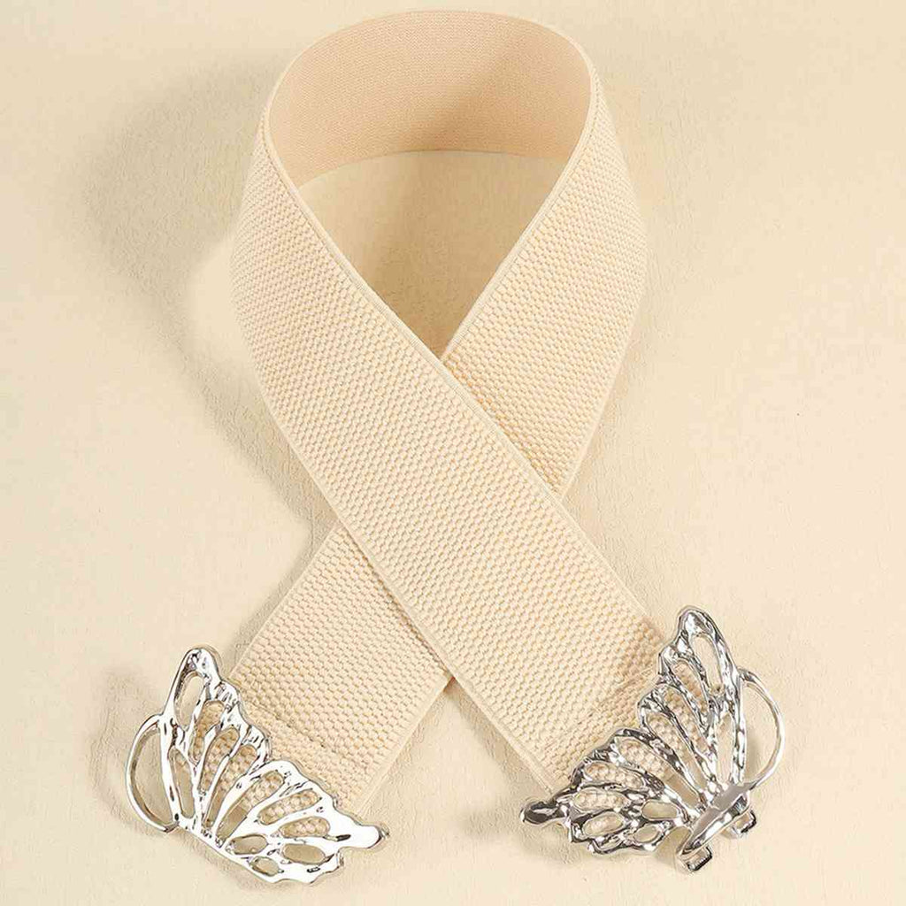 Butterfly Alloy Buckle Elastic Belt See size chart under “more details”