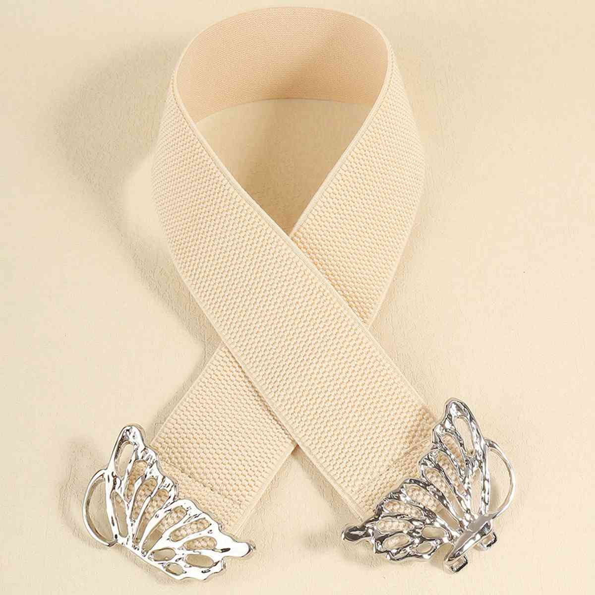 Butterfly Alloy Buckle Elastic Belt See size chart under “more details”