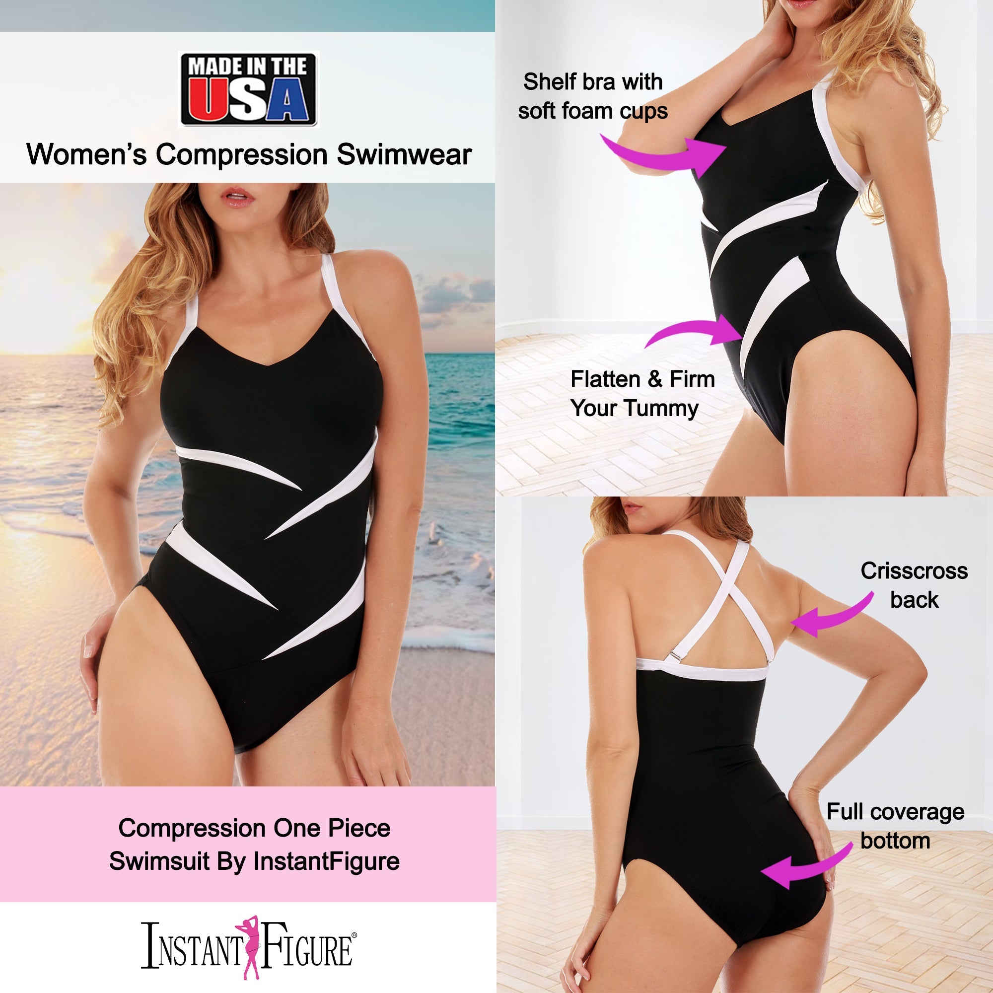 InstantFigure Two-Tone One Piece Swimsuit 13306P