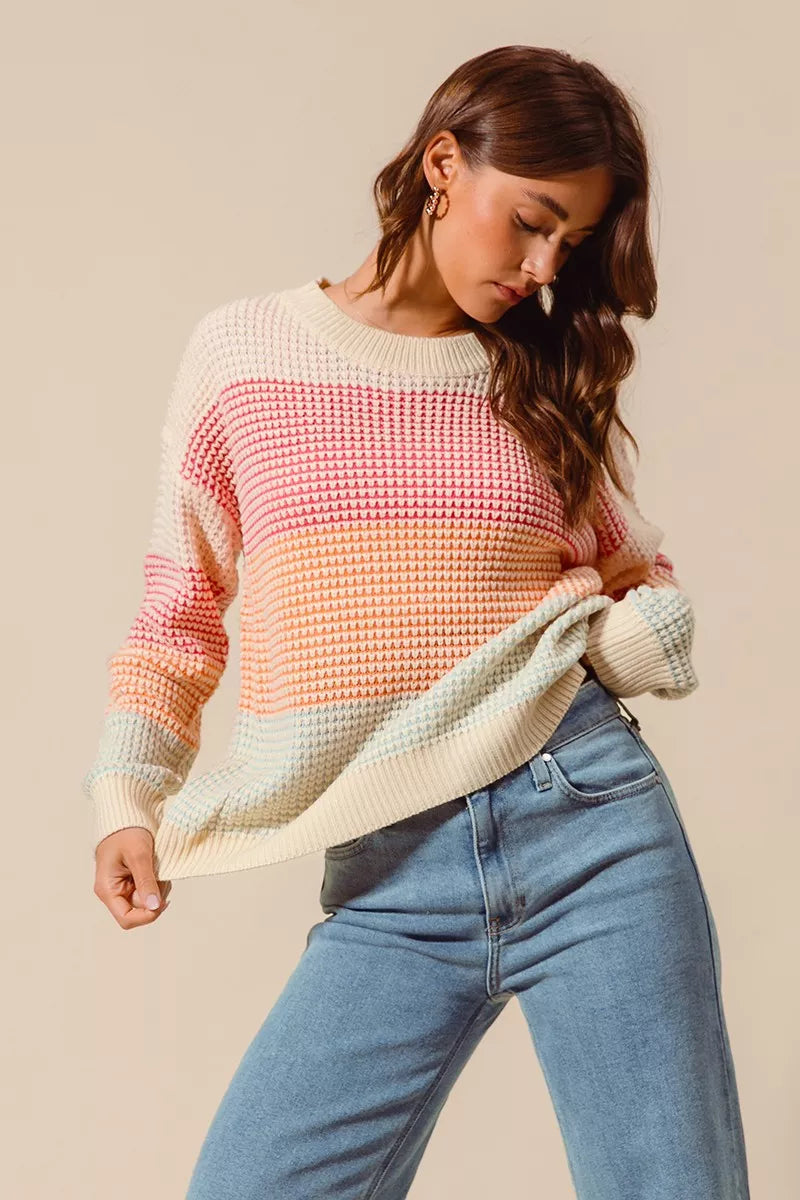 Multi Color Block Long Sleeve Sweater