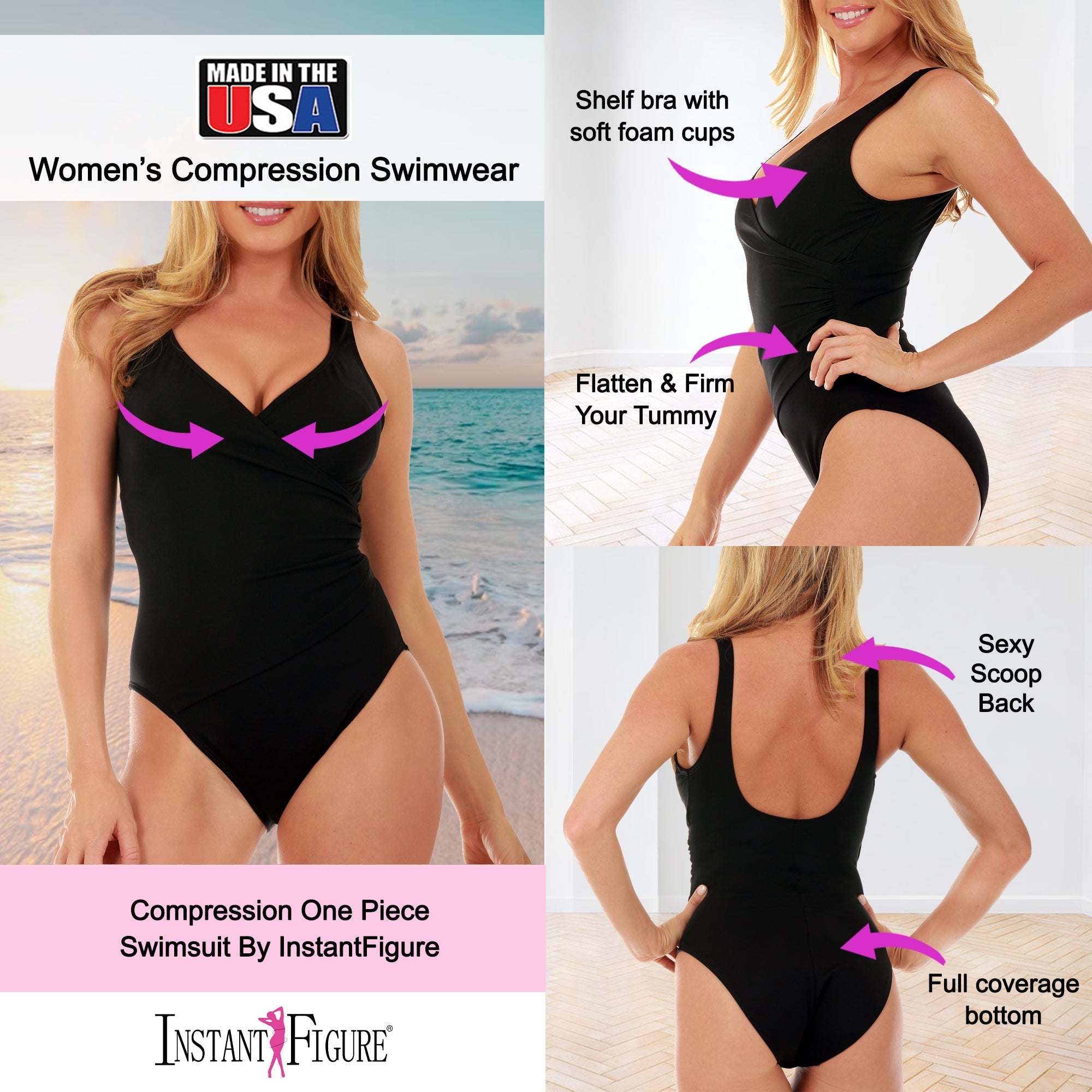 InstantFigure Wrap One Piece Swimsuit 13443P