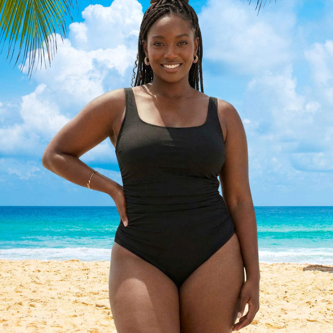 InstantFigure Plus Size Swimsuit Scoop with shirred side One Piece 13592PC