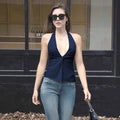Design Twist Halter Spaghetti Straps Vest Women Casual Short Summer Sexy Top