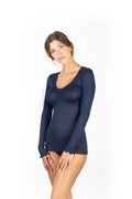 EGI Luxury Wool Silk V-Neck Long Sleeve Top. Proudly Made in Italy (1493)