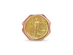 Fancy Ladies Solid White/Yellow/Rose Gold Handmade Coin Ring , 1/10oz Coin ,