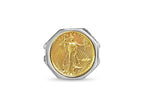 Fancy Ladies Solid White/Yellow/Rose Gold Handmade Coin Ring , 1/10oz Coin ,