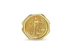 Fancy Ladies Solid White/Yellow/Rose Gold Handmade Coin Ring , 1/10oz Coin ,