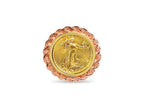 Fancy Ladies Solid White/Yellow/Rose Gold Handmade Coin Ring , 1/10oz Coin ,