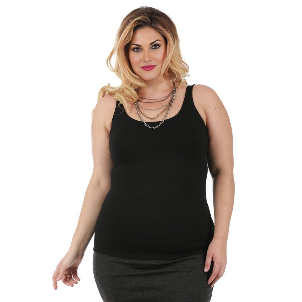 InstantFigure Curvy Plus Size Casual Empire Seam Tank Top 168042C