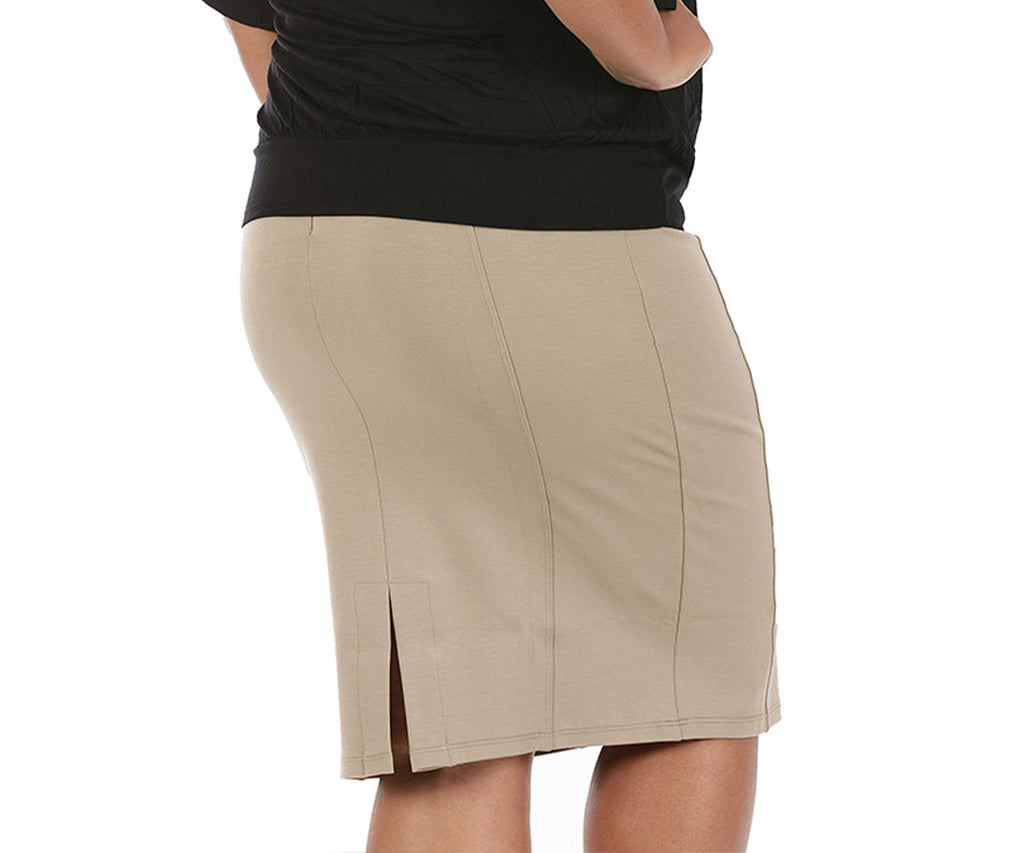 InstantFigure Curvy Plus Size Short Pencil Skirt with Back Zip 16807MC