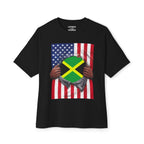 Jamaica Flag + USA Flag Pride T-shirt | Jamaican + American Flag Rip 4th Of July | Funny Viral Latino Tees | Unisex - 4 Colors